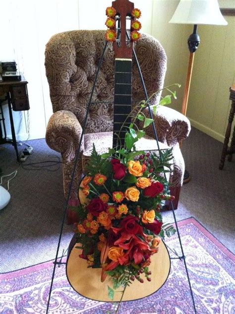 Funeral Guitar Spray Sympathy Flower Arrangements