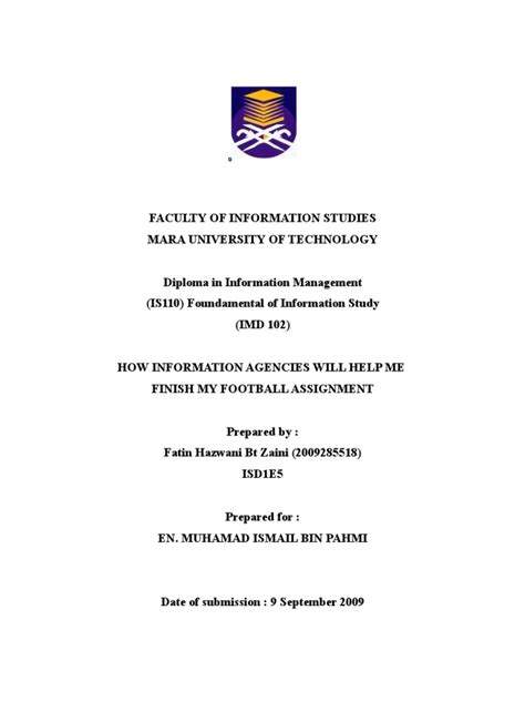 Uitm Cover Page Assignment Template Malaytng