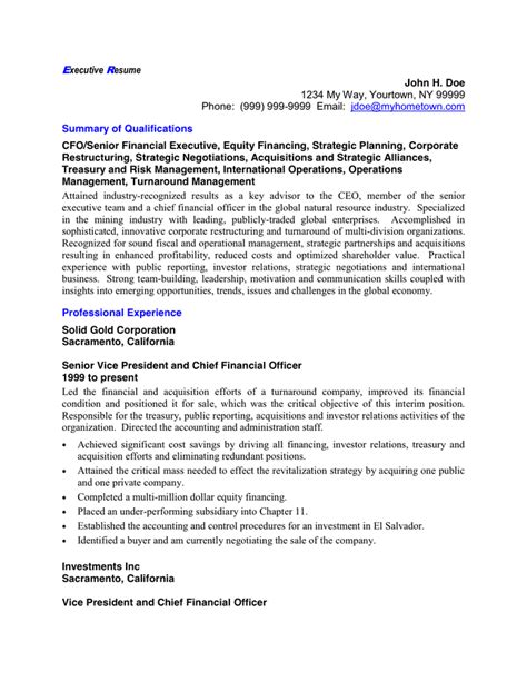 Executive Resume Sample In Word And Pdf Formats