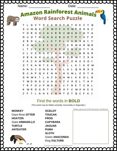 Rainforest Themed Free Printable Word Search Precision Printables Tropical Rainforest