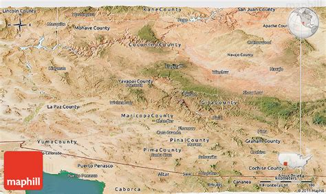 Satellite Panoramic Map Of Arizona