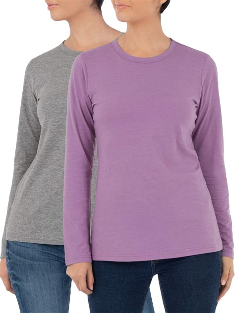 Time And Tru Womens Long Sleeve Crewneck T Shirt 2 Pack