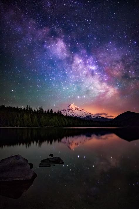 Milky Way Above Mt Hood At Lost Lake Or Nature Photography