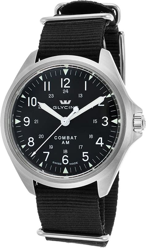 Glycine 3943 19at Tb9 Mens Combat Am Automatic Black Nylon And Dial