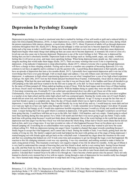 Depression In Psychology Free Essay Example