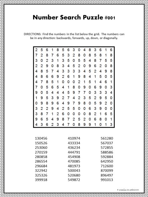 number search puzzles free printable numbers number worksheets number words