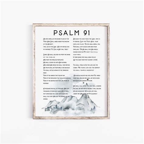 Psalm 91 Print Psalm Poster Psalm Wall Art Christian T Etsy
