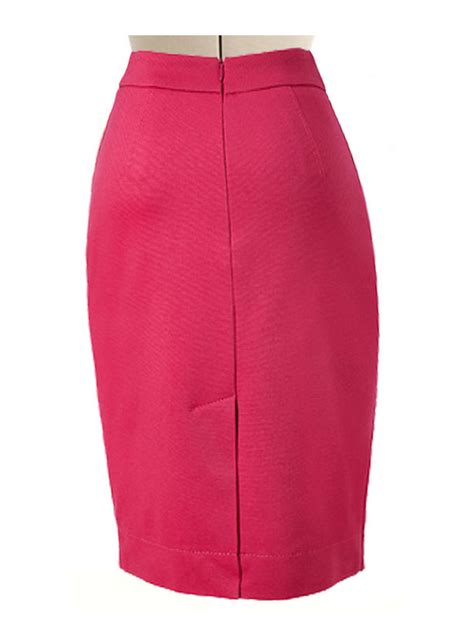 Rose Pink Pencil Skirt Custom Handmade Fully Lined Linen Fabric