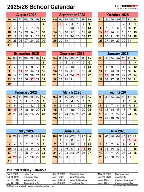 School Calendars 20252026 Free Printable Word Templates