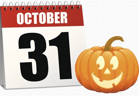31 October Calendar Halloween Pumpkin Illustration Citypng