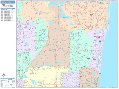 Pompano Beach Florida Wall Map Color Cast Style By Marketmaps
