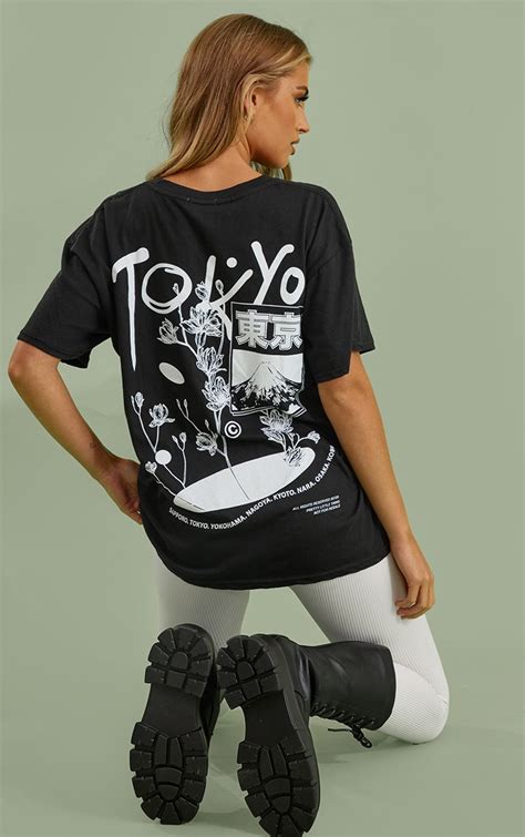 Black Tokyo Front And Back Print T Shirt | PrettyLittleThing