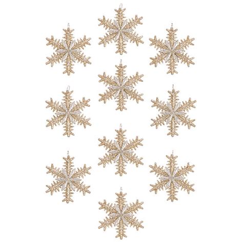 Snowflake Glittered Ornaments Set Of 10 Sp Marketplace
