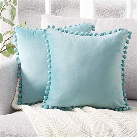 Top Finel Decorative Throw Pillow Covers With Pom Poms Soft Particles