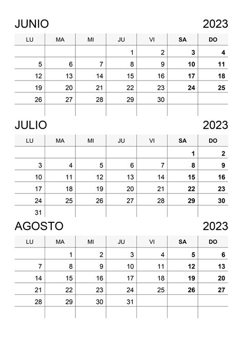 Calendario Junio Julio Agosto 2023 Calendariossu