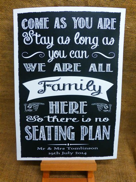 No Seating Plan Sign A3 Vintage Chalkboard Style