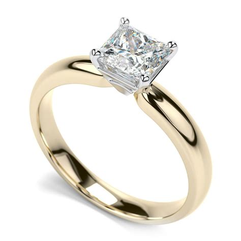14k yellow gold 0 50ct princess cut diamond solitaire engagement ring si1 2 e f ebay
