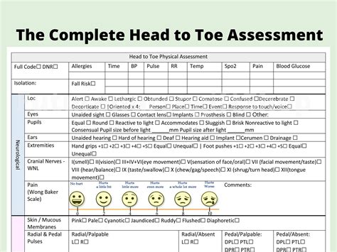 Head To Toe Printable Nursing Assessment Form Template Printable