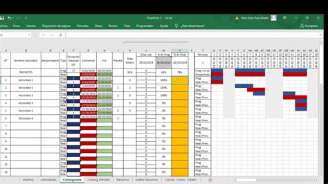 Administración Y Control De Proyectos En Excel Youtube