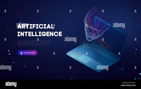 Ai Digital Brain Artificial Intelligence Woman Head Virtual Assistant For Pc Isometric