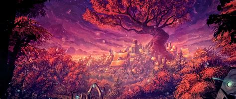 Download 2560x1080 Wallpaper Dark Tree Sunset Landscape Art Dual Images