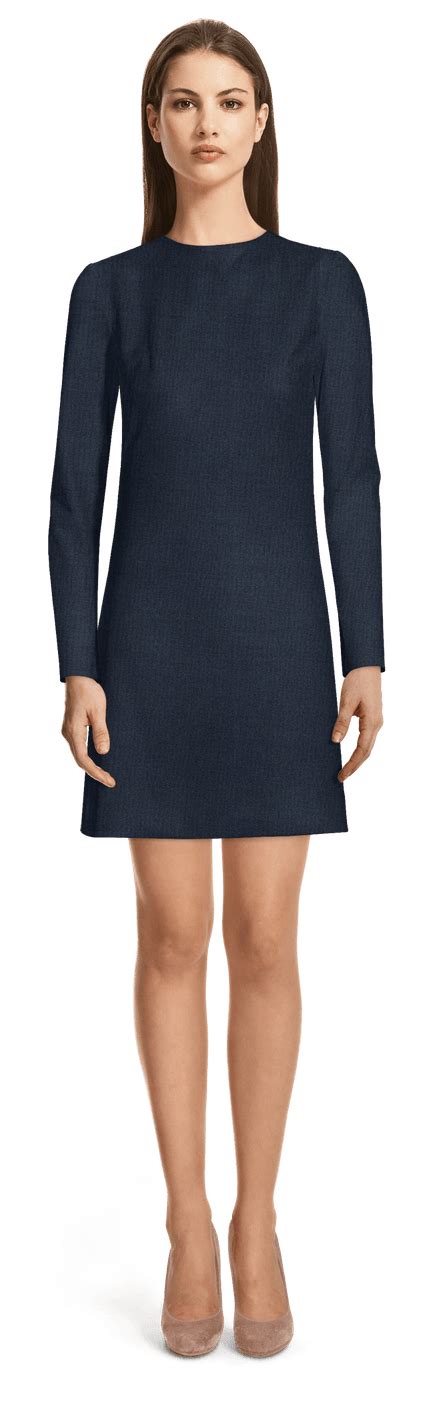 Buy Blue Shift Dress Short Sleeve In Stock