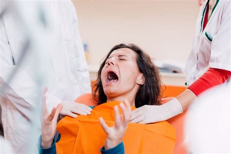 Patient Screaming At The Dentist Stock Image Image Of Teeth Hygiene