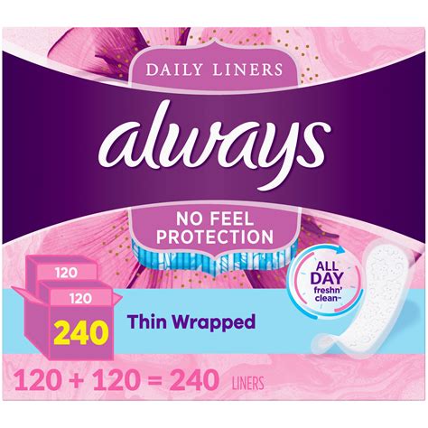 Always Thin Daily Liners Regular Unscented Wrapped, 240 Count - Walmart.com - Walmart.com