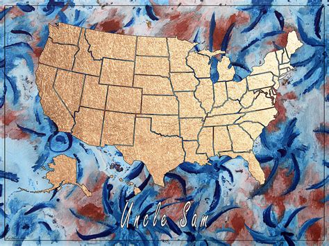 United States Of America Art Map Style 9 Painting By Greg Edwards