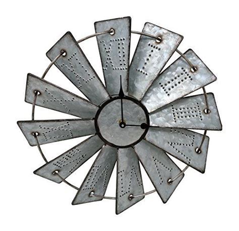 Giannas Home Rustic Farmhouse Metal Windmill Wall Clock 145