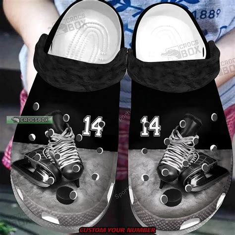 Personalized Number Cool Black Ice Hockey Skates Crocs Crocsbox