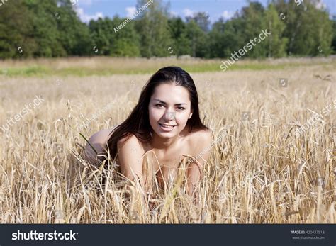 Nude Girl On Field Wheat Portrait Stock Photo Shutterstock