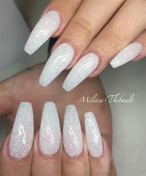 White Acrylic Nails With Glitter Acrylic Nails Coffin Short Best