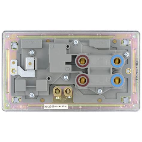 Bg Nexus Flatplate Screwless Polished Chrome 2 Gang 45a Cooker Switch
