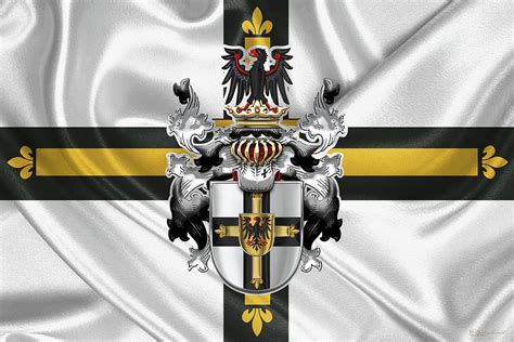 teutonic order coat of arms over flag digital art by serge averbukh pixels merch