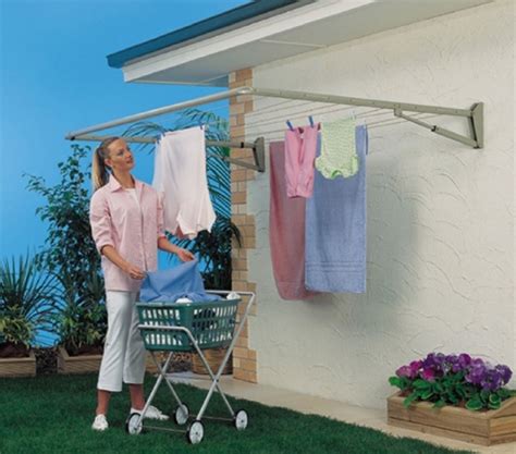 Before drilling into walls or ceiling, use a studfinder to check for wiring and pipework. Wall Mount Folding Drying Rack | Outdoor clothes lines ...