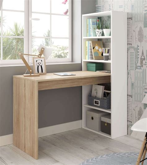 Duplex Floating Desk with Bookshelf in White by furniturefactor.co.uk in 2020 | Bookshelf desk ...