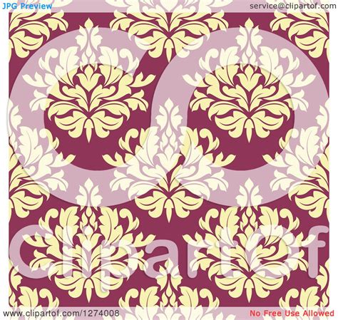 Clipart Of A Seamless Background Pattern Of Yellow Damask Floral On