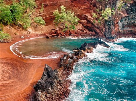 Red Sand Beach Hana Coast Gallery Maui Art Gallery Featuring Herb