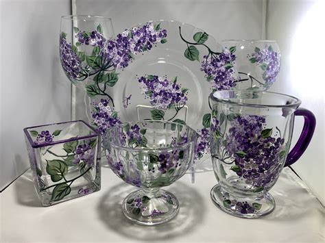 Hand Painted Lilac Glassware Balsam Shops