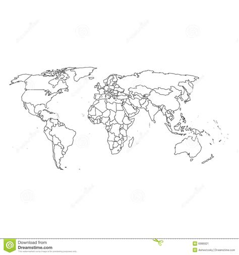 Detailed World Map And Borders Stock Vector Illustration Of Editable