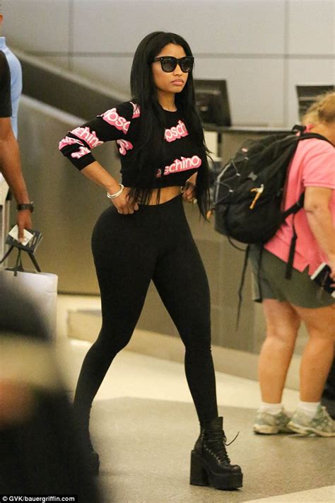 Nicki Minaj Flashes Her Famous Derriere In See Through Leggings At Lax Daily Mail Online