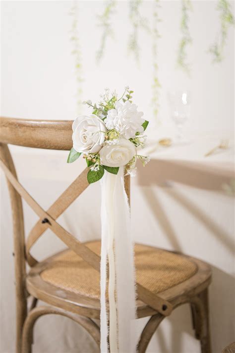 Pure Ivory Wedding Aisle Chair Decorations - Set of 8 | Wedding aisle