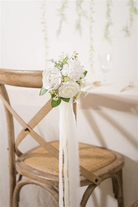 Pure Ivory Wedding Aisle Chair Decorations Set Of 8 Wedding Aisle