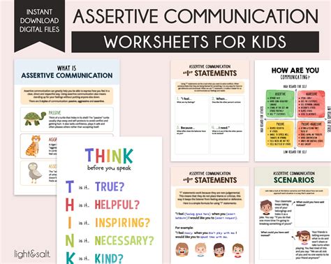 Assertive Communication Worksheets For Kids Communication Etsy