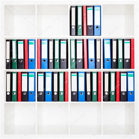 File Folders Standing On The Shelves At Office — Stock Photo