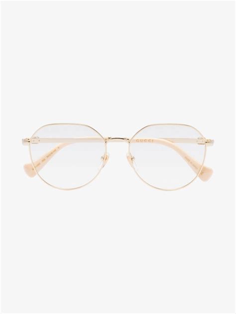 gucci eyewear gold tone round optical glasses browns