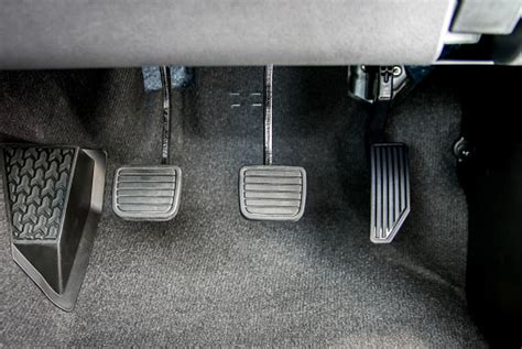 Accelerator Brake Pedal And Clutch Pedal Of Manual Gear Car Stock Photo