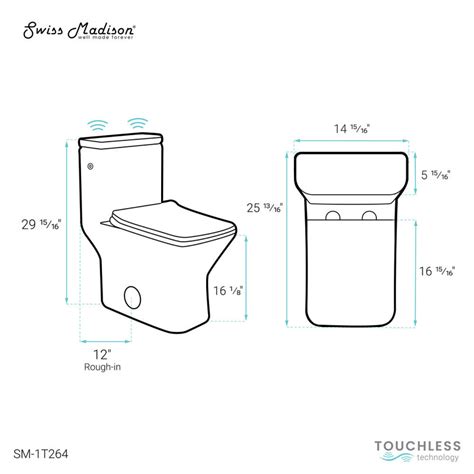 Carre One Piece Square Toilet Dual Flush 1116 Gpf Touchless Swiss