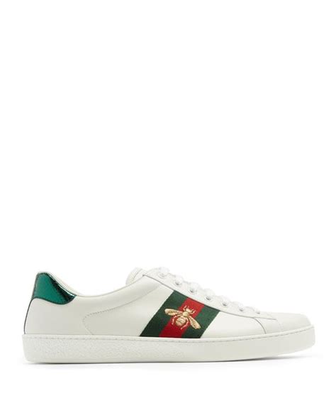 Gucci Ace Bee Embroidered Low Top Leather Trainers In White For Men Lyst